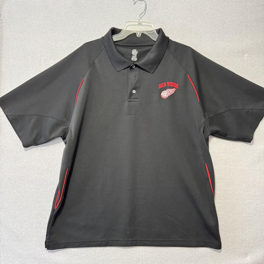 Detroit Red Wings Shirt Mens XL Black NHL Hockey Knights Apparel Polo Golf